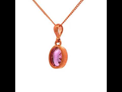 Oval Cut Facet Natural Amythest Pendant in Rose Gold