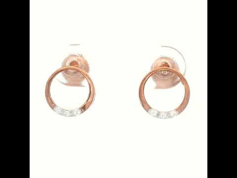 Diamond Set Open Circle Stud Earrings in 9 Carat Rose Gold