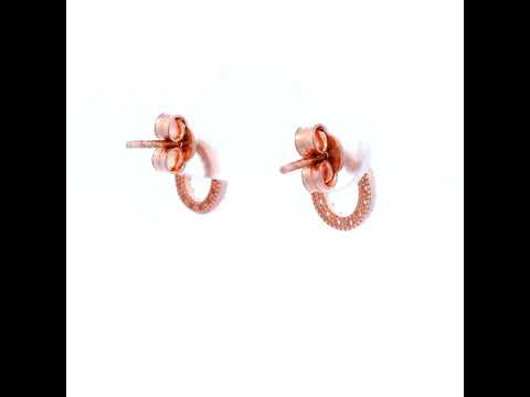 Oval Shaped Cubic Zirconia Set Studs in Rose Gold