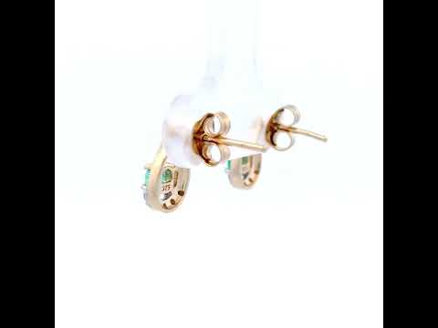 Teardrop Diamond and Emerald Set Earrings in Yellow Gold