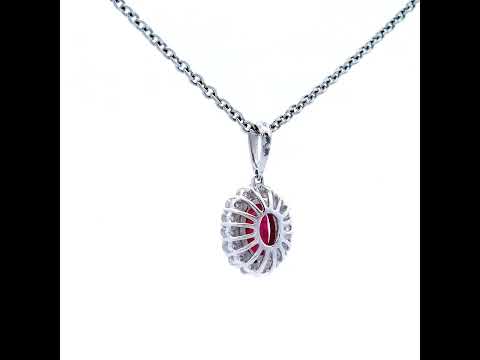 Ruby PendantSet in White Gold and White Gold Chain