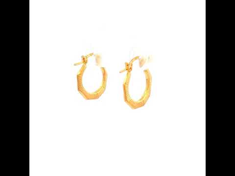 Fancy Hexagon Shape Hoop Earring in Yellow Gold