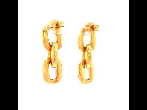 Square Link Drop Earrings in Yellow Gold