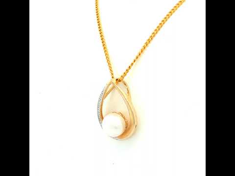 Freshwater Pearl and Diamond Teardrop Pendant