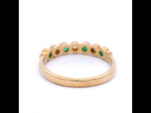 Natural Emerald And Diamond Dress Ring Set In 9 Carat Yellow Gold