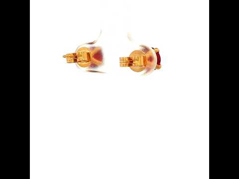4 Claw Setting Round Garnet Gemstone Stud Earrings in Yellow Gold