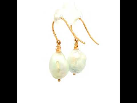 South Sea Baroque Pearl Earrings in Yellow Gold