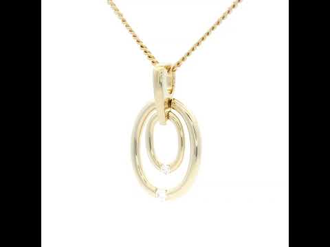 Double Diamond Circle Pendant Set in Yellow Gold