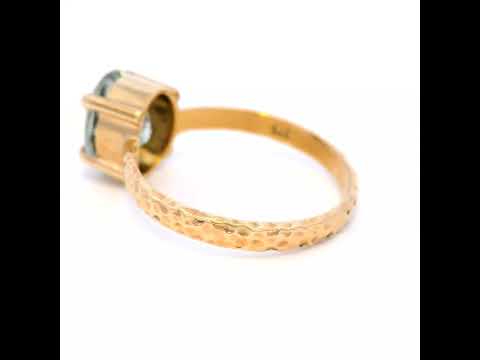 9 Carat Yellow Gold Oval Green Amethyst Gemstone Ring