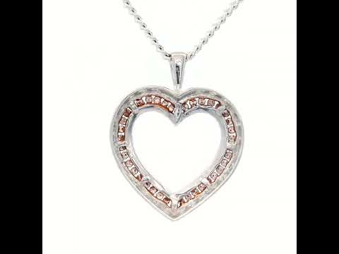 Natural Pink and White Diamond Set in an Open Heart Pendant