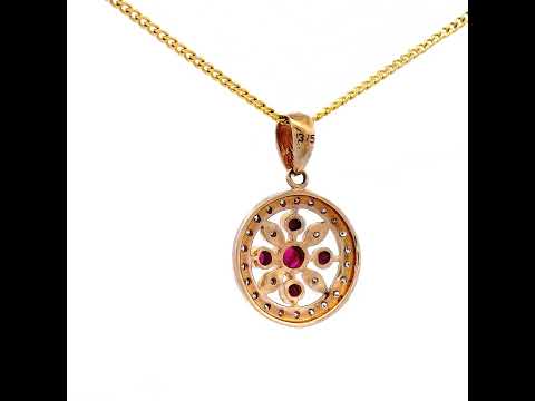Diamond and Ruby Pendant Set in Yellow Gold