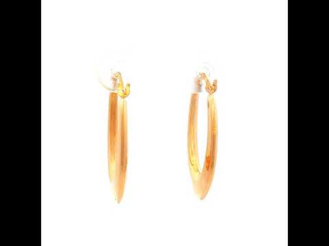 Oval Profile Progressive Concave Tub Hoop Earring in Yellow Gold