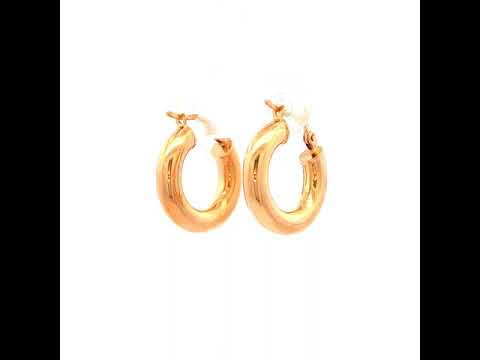 Round Plain Hoop Earring in Yellow Gold