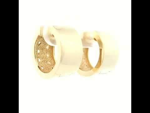 Diamond Thick Hoop Earrings Set in Yellow Gold