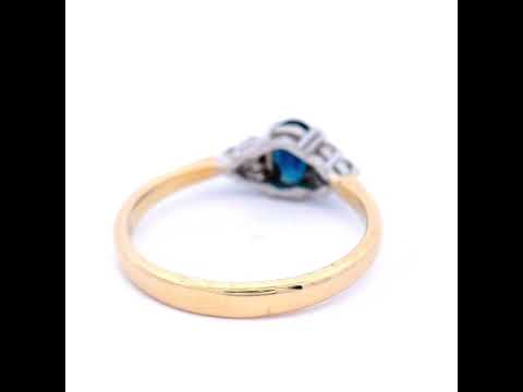 Sapphire Oval White Diamond Coloured Stone Ring