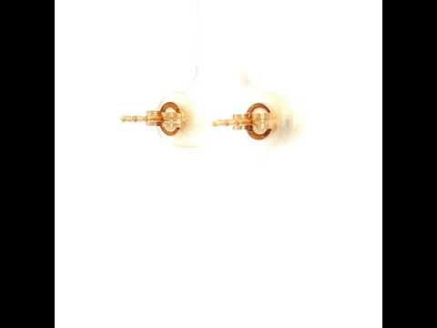 White Round Freshwater Pearl 7mm Earrings in Yellow Gold