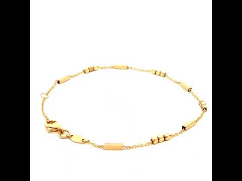 Fancy Bar & Bead Bracelet in Yellow Gold