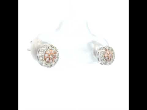 9ct White Gold and Rose Gold Pink Diamond Earrings