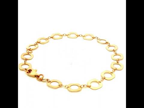 Square Circle Link Bracelet in Yellow Gold