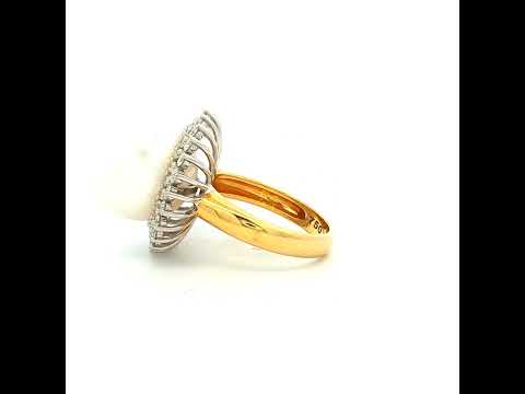Diamond and Pacific Pearl Dress Ring in Yellow Gold