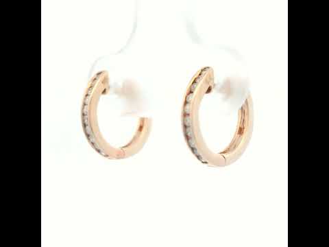 Diamond Set Huggie Earrings in Rose Gold