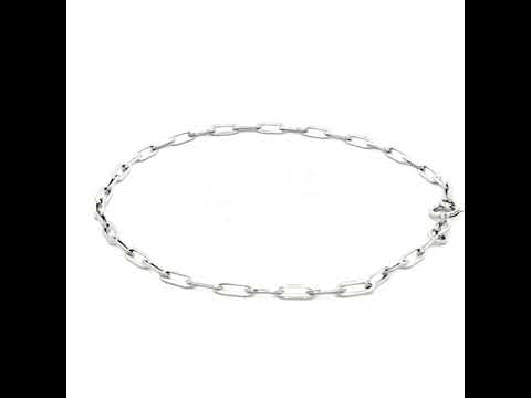 Thin Paper Chain Bracelet in White Gold