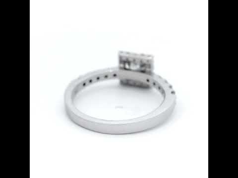 Square Shaped Diamond with Shoulder Set in White Gold