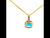 London Blue Square Checker Board Topaz and Diamond Pendant