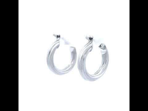 10mm Twist Hoop Earrings in 9 Carat White Gold, Silver Filled