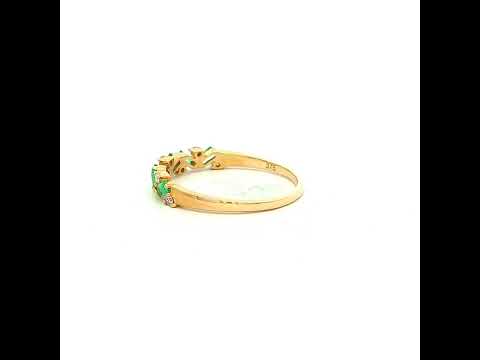 Emerald Baguette and Diamond Dress Ring in Yellow Gold