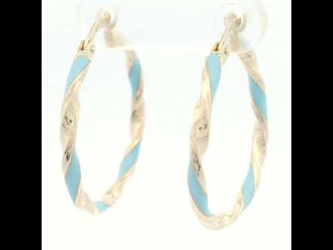 9 Carat Yellow Gold Twist Enamel 20mm Hoop