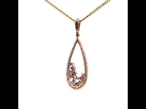 Yellow Gold Ruby and Diamond Pendant