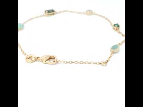 Multi Shape Colour Bracelet in Yellow Gold