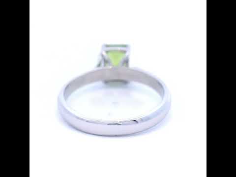 Square Peridot Stone in White Gold