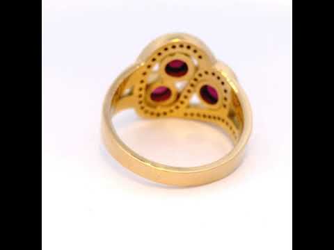 Diamond and Ruby Set in Yellow Gold Dress Ring