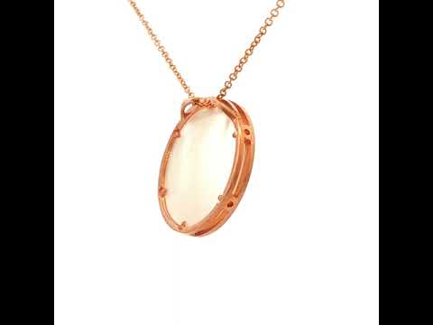 Mother of Pearl Base Open Circle Pattern Front Pendant in Rose Gold