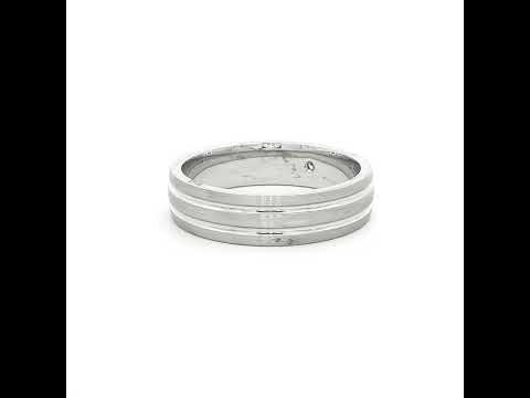 White Gold Plated Silver Band Ring with Round Cut Diamond