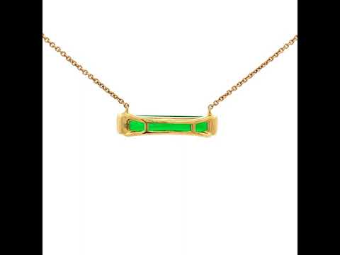 Diamond and Green Onyx Necklace in Yellow Gold