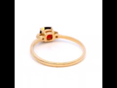 Natasha Square Garnet & Diamond in Yellow Gold Dress Ring