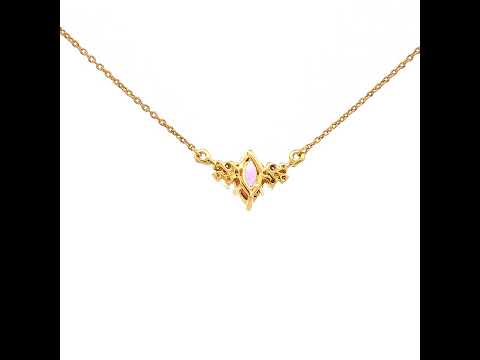 Marquise Pink Sapphire Necklace in Yellow Gold