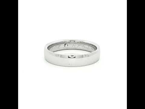 Platinum Band Ring with Round Brilliant Cut Diamond in White Gold