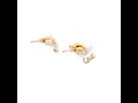 Mother Of Pearl Clover Stud Earrings In 9K Yellow Gold