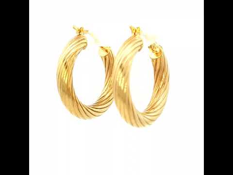 Twist Tube Hoop Earring in Yellow Gold