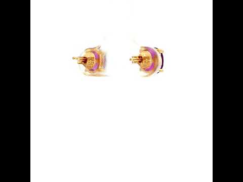 Oval Amethyst Stud Earrings in Yellow Gold