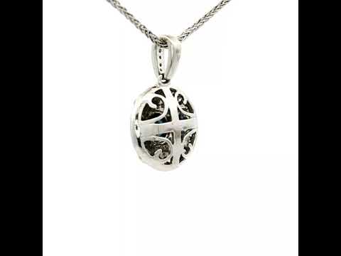 Blue Sapphire & Diamond Art Deco Pendant in White Gold