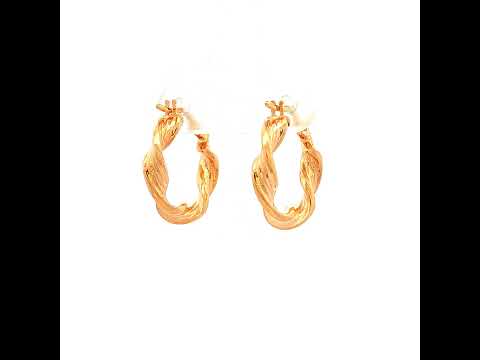 Fancy Twist Hoop Earring in Yellow Gold