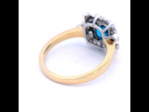 9 Carat Yellow Gold Diamond and London Blue Topaz Ring