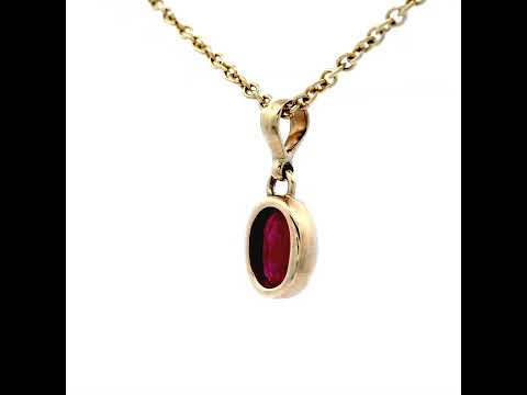 Oval Ruby Pendant Bezel Set with Tapered Bail