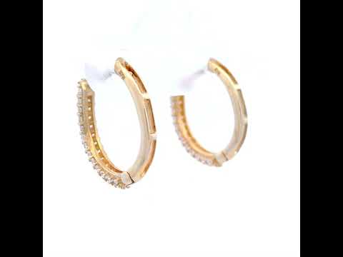 U-Shaped Cubic Zirconia Set Hoops in Yellow Gold