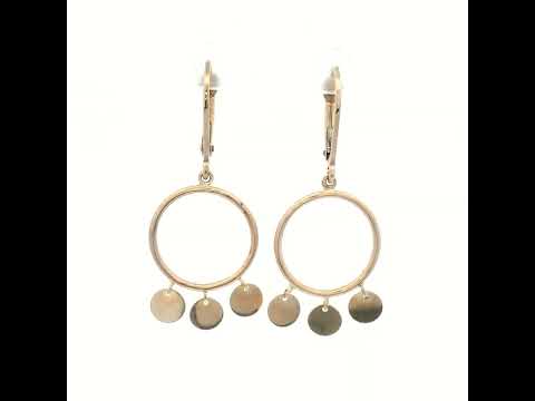 9ct Yellow Gold Circle with Round Discs Drop Earrings